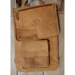 Michael Santoro Design Premium Brown Leather Vertical Briefcase MacCase Strap